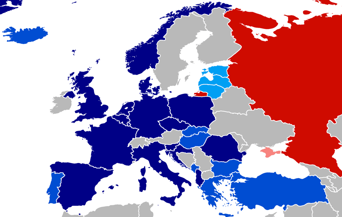 NATO-monsteret omfatter nesten hele Europa. Makedonia er den foreløpige siste staten som er slukt. Sverige, Finland, Ukraina står på NATO-menyen.