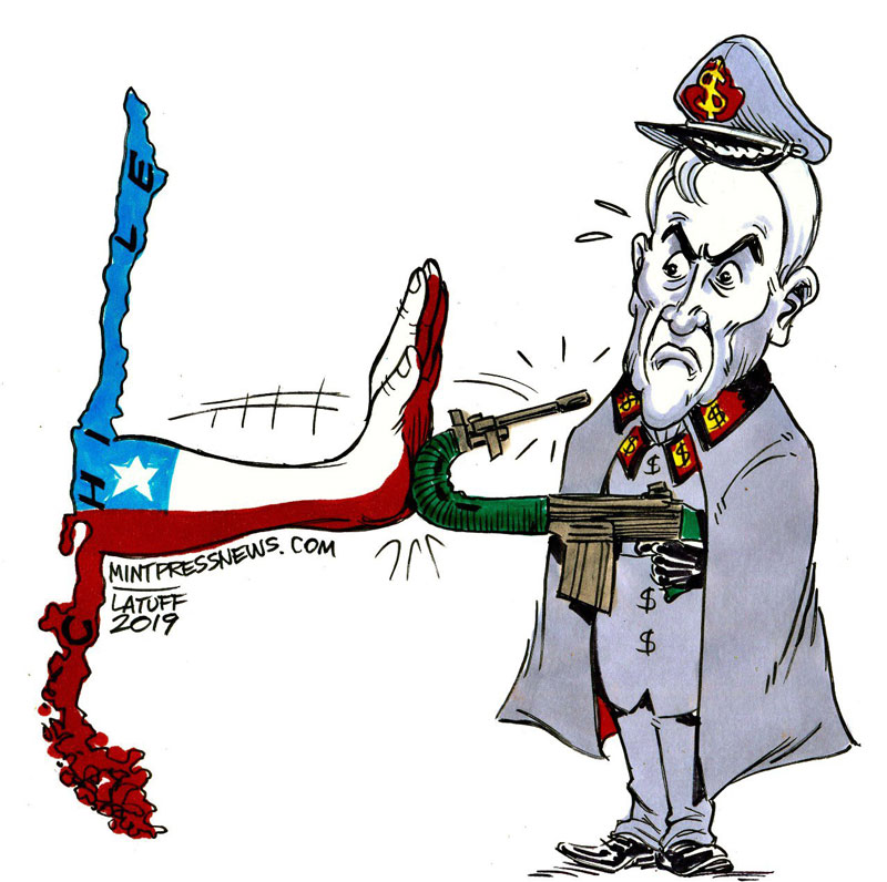 Det chilenske folket sier stopp! Illustrasjon: Carlos Latuff